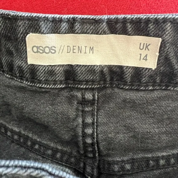 ASOS denim high waist mini skirt in black size 8 - Picture 2 of 4